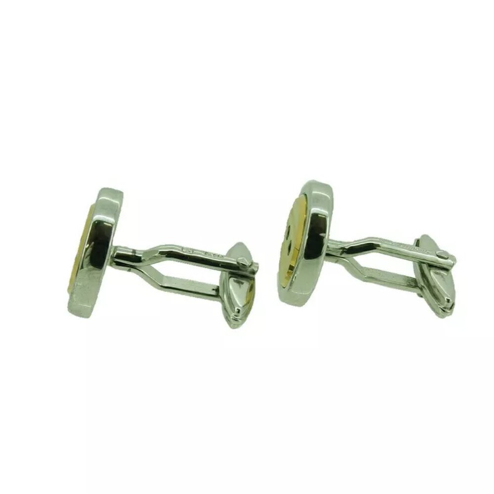 S.T.Dupont Cufflinks Button Design Silver & Gold … - image 5